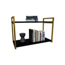 Ver imagem 2 de Nicho Industrial 2 Prateleiras Maldivas Ferro Dourado Tampo Preto 80cm