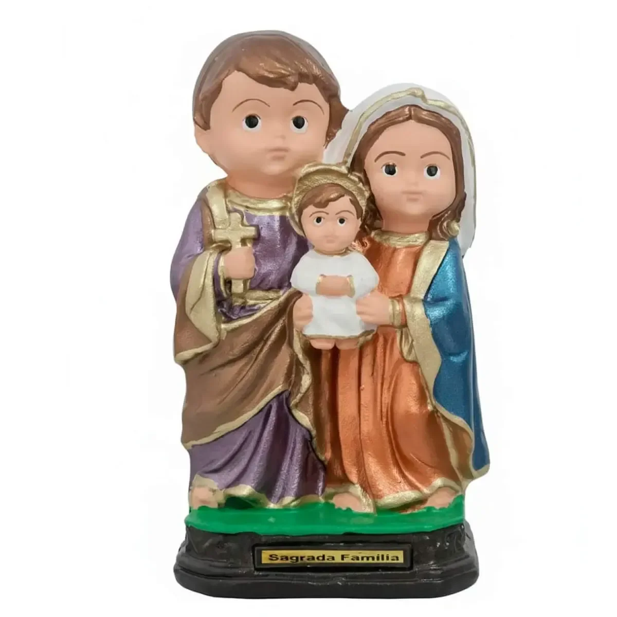 Imagem da Sagrada Família Infantil de Borracha Inquebrável - 15 cm