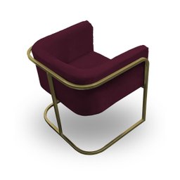 Poltrona Betina - Base Quadrada Dourada -várias Cores:marsala - 6