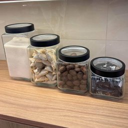 Conjunto 6 Potes de Vidro para Mantimentos 1,7l Gastro Lyor com Tampa de Metal Preta Porta Alimentos - 2