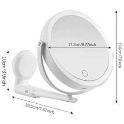 Espelho Giratorio 360 Graus Led 3 Tons Touch 5x Aumento Usb Bateria Recarregavel Parede Banheiro Aju - 4