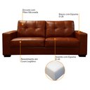 Ver imagem 4 de Sofá de Couro 3 Lugares Londres 206cm M06 Cor Conhaque com Brilho 457 - Amarena Móveis