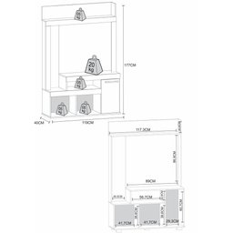 Rack com Painel TV até 47" com 1 Porta Multimóveis CR25250 - 3