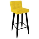 Ver imagem 2 de Kit 02 Banqueta Alta Lucy Com Encosto Cozinha Bar Balcão Bistrô Pé Palito Preto Suede Amarelo - Ahaz