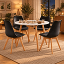 Ver imagem 5 de Conjunto Mesa de Jantar Redonda 90 cm com 4 Cadeiras Saarinen - Preto