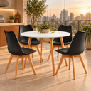 Ver imagem 6 de Conjunto Mesa de Jantar Redonda 90 cm com 4 Cadeiras Saarinen - Preto