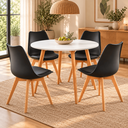 Ver imagem 4 de Conjunto Mesa de Jantar Redonda 90 cm com 4 Cadeiras Saarinen - Preto