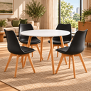 Ver imagem 2 de Conjunto Mesa de Jantar Redonda 90 cm com 4 Cadeiras Saarinen - Preto