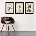 Ver imagem 1 de Kit 3 Quadros Paris Antigo - Moda 33x24cm:moldura Preta