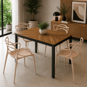 Ver imagem 1 de Conjunto Sala de Jantar Mesa Retangular Industrial com 4 Cadeiras Allegra - Nude