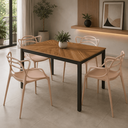 Ver imagem 3 de Conjunto Sala de Jantar Mesa Retangular Industrial com 4 Cadeiras Allegra - Nude