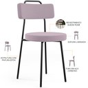 Ver imagem 4 de Kit 04 Cadeiras Decorativas Estofada Para Sala De Jantar Barcelona L02 Suede Rosê - Lyam Decor