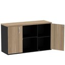 Ver imagem 2 de Armário Baixo Credenza PE25 Pandin 121,50 cm (largura) em MDP Cor Noce Naturalle e Preto com Duas po