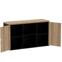 Ver imagem 3 de Armário Baixo Credenza PE25 Pandin 121,50 cm (largura) em MDP Cor Noce Naturalle e Preto com Duas po