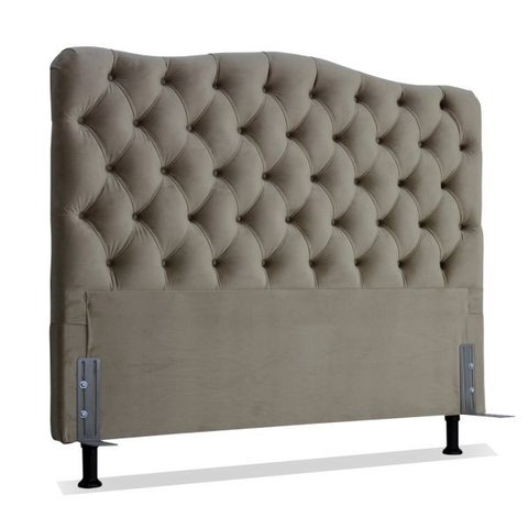 Cabeceira de Cama Box Viúva 128 Cm Dunas Casavezi Suede Veludo Marrom Claro