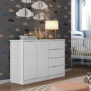 Ver imagem 1 de Cômoda 2 Portas Infantil 4 Gavetas Cinza Nuuk Jm Móveis Baby