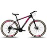 Bicicleta Mtb Aro 29 Kog 21v Freio a Disco Pneu Faixa Bege Cor:preto+rosa+cinza;tamanho:17 - 1
