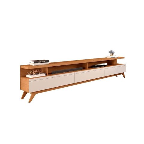 Rack para TV Rack Vivare 220 Nature Off White 217cm MDP com Corrediças Telescópicas Germai Móveis