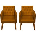 Ver imagem 1 de Kit Clássico 2 Poltronas Cadeira para Sala de Espera Resistente Recepção Pés de Madeira