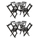 Ver imagem 1 de Kit 2 Conjuntos Mesa Dobrável Madeira 70x70 com 4 Cadeiras Personalizada Jack Preta - Cor: Preto