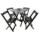 Ver imagem 3 de Kit 2 Conjuntos Mesa Dobrável Madeira 70x70 com 4 Cadeiras Personalizada Jack Preta - Cor: Preto