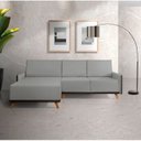 Ver imagem 1 de Sofá 4 Lugares com Chaise Lado Esquerdo 258cm em Corino Geribá Cinza/Preto