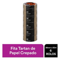 Fita de Empacotamento 3M Tartan Papel Crepado 2564 38MM X 50M 6 Rolos - 1