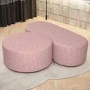 Ver imagem 2 de Kit Puff Redondo Lola e Puff Recamier Orgânico Orbit W01 Linho Rosa - Lyam Decor