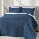 Ver imagem 1 de Cobre-leito Atualle Corttex Liso com Porta-travesseiro Azul