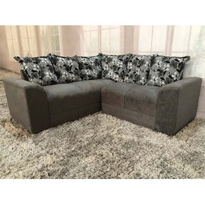 Sofá Canto Cinza Claro com Floral 605/37 Belo