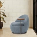 Ver imagem 7 de Poltrona Kaira Mesa Lateral Esquerda Base Fixa Titânio Bouclé Azul Claro - Nexta Casa