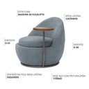 Ver imagem 5 de Poltrona Kaira Mesa Lateral Esquerda Base Fixa Titânio Bouclé Azul Claro - Nexta Casa