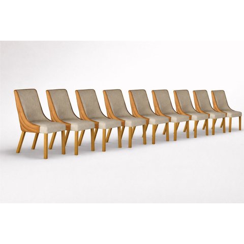Kit 8 Cadeiras Maciça de Jantar Estofada Bella- Arbo Design