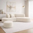 Ver imagem 1 de Sofá e Puff Orgânico Virginia 300cm Sala Suede:Marfim
