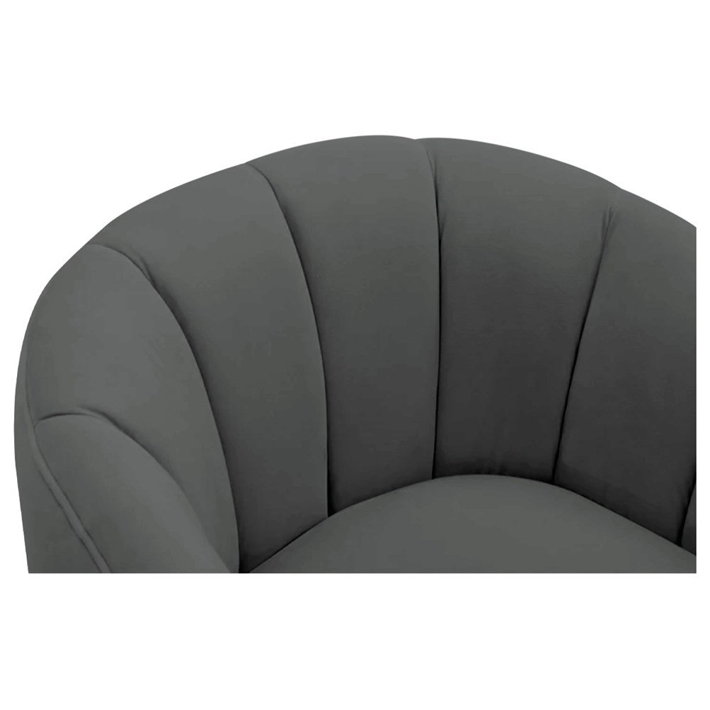 Kit 2 Poltronas Decorativas Sala de Estar Recepção Mavie Base de Ferro Preto Suede Cinza Escuro - Am - 5