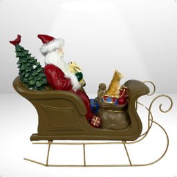 Papai Noel Animado no Trenó 30cm Cor Vermelho com Presentes - 3