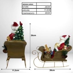 Papai Noel Animado no Trenó 30cm Cor Vermelho com Presentes - 6