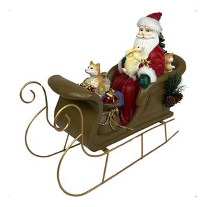 Papai Noel Animado no Trenó 30cm Cor Vermelho com Presentes