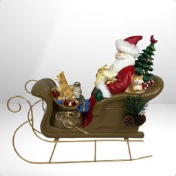 Papai Noel Animado no Trenó 30cm Cor Vermelho com Presentes - 4