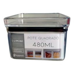 Conjunto 04 Potes Hermético Quadrado Lumini Empilhável 480ml Paramount Kit 4 Paramount 1161 Transpar - 5