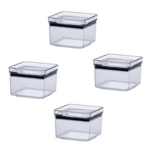 Conjunto 04 Potes Hermético Quadrado Lumini Empilhável 480ml Paramount Kit 4 Paramount 1161 Transpar