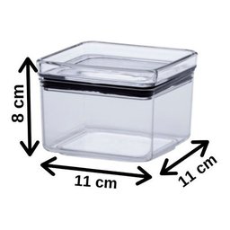 Conjunto 04 Potes Hermético Quadrado Lumini Empilhável 480ml Paramount Kit 4 Paramount 1161 Transpar - 3