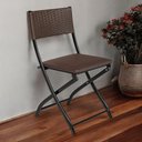 Ver imagem 2 de Kit 2 Cadeiras Dobravel Marrom- Bar, Restaurante Aço Junco