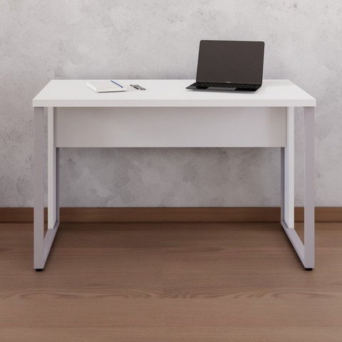 Escrivaninha em L 120x150cm com Gaveteiro e Pé Metálico Cinza Yescasa