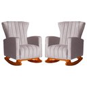 Ver imagem 1 de Kit 2 Poltronas Estofada Balanço Melinda Veludo Rose