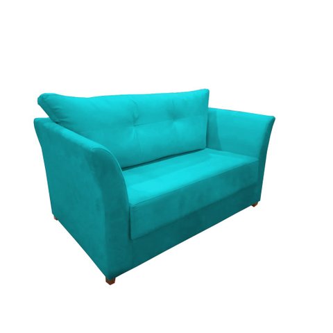 Namoradeira Decorativa Isis Suede Azul Tifany Pés Madeira Mz Decor