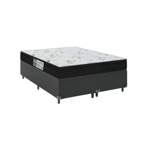 Cama Box Casal Bipartido + Colchão D33 One Face - 56x138x188cm - E-shop Casa - Couro