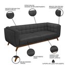 Ver imagem 3 de Sofá Living Decorativo 2 Lugares 180cm Bellart M22 Linho Chumbo - Mpozenato