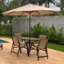 Ver imagem 2 de Conjunto Lótus Mesa 90cm Ripada + 4 Cadeiras + Guarda Sol Piscina Jardim Área Externa