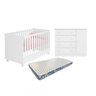 Conjunto Ideal para Bebê Berço Americano Cômoda Doce Sonho + Colchão Ortobom - Qmovi Branco - 4